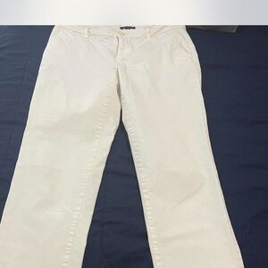 Tommy Hilfiger White Cuffed Chino Straight-Leg Pants